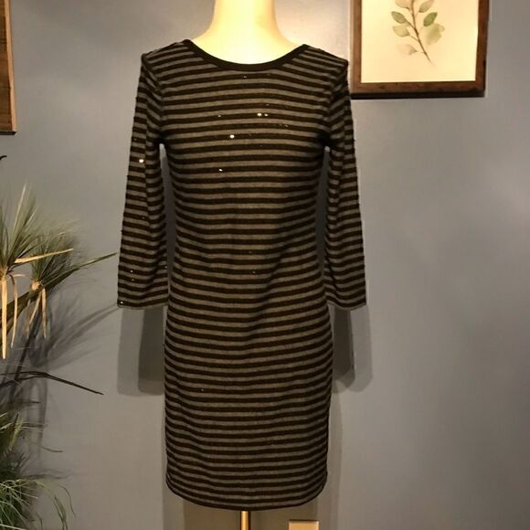 Express Gray Black Striped Sequin Dress - Small - Picture 7 of 9